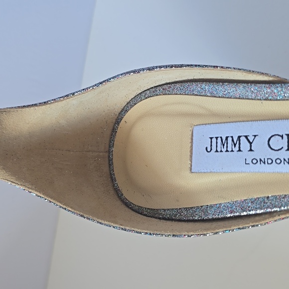 Jimmy Choo Edina 85 Ankle Strap Sparkle Sandals Luxury Leather Heels - Picture 7 of 17